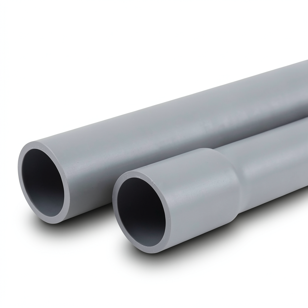 UPVC Pipes Sewage System Nominal Pressure 25 Bar 200 mm OD 18.2 mm Thickness Gray