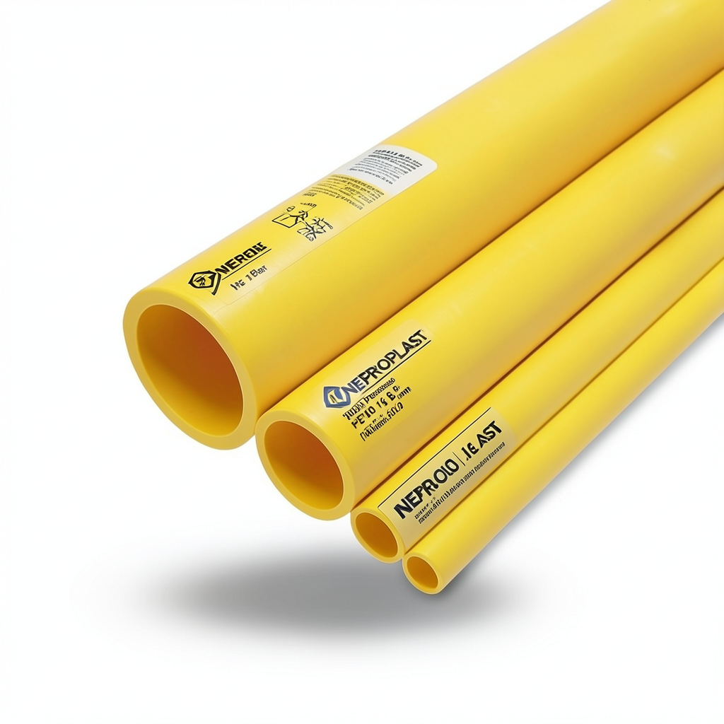 أنابيب HDPE PE 100 ضغط 16 بار قطر خارجي 560 مم سمك 50.8 مم لون أصفر | نيبروبلاست