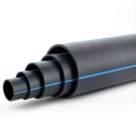 HDPE Plastic Pipe  PN 12.5 Bar [PE 80] OD 500 mm  SDR 11  Color Black with Blue Stripes | Almona Factory