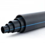 HDPE Polyethylene Pipe  Pressure 12.5 Bar [PE 100] Size (OD) 450 mm  SDR 13.6  Color Black with Blue Stripes | Almona Factory