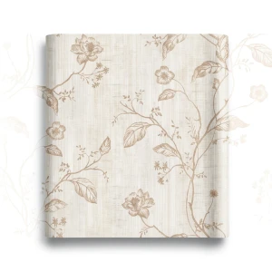 Italian Wallpaper Floral Design 10m x 1.06m Beige, Model 44434