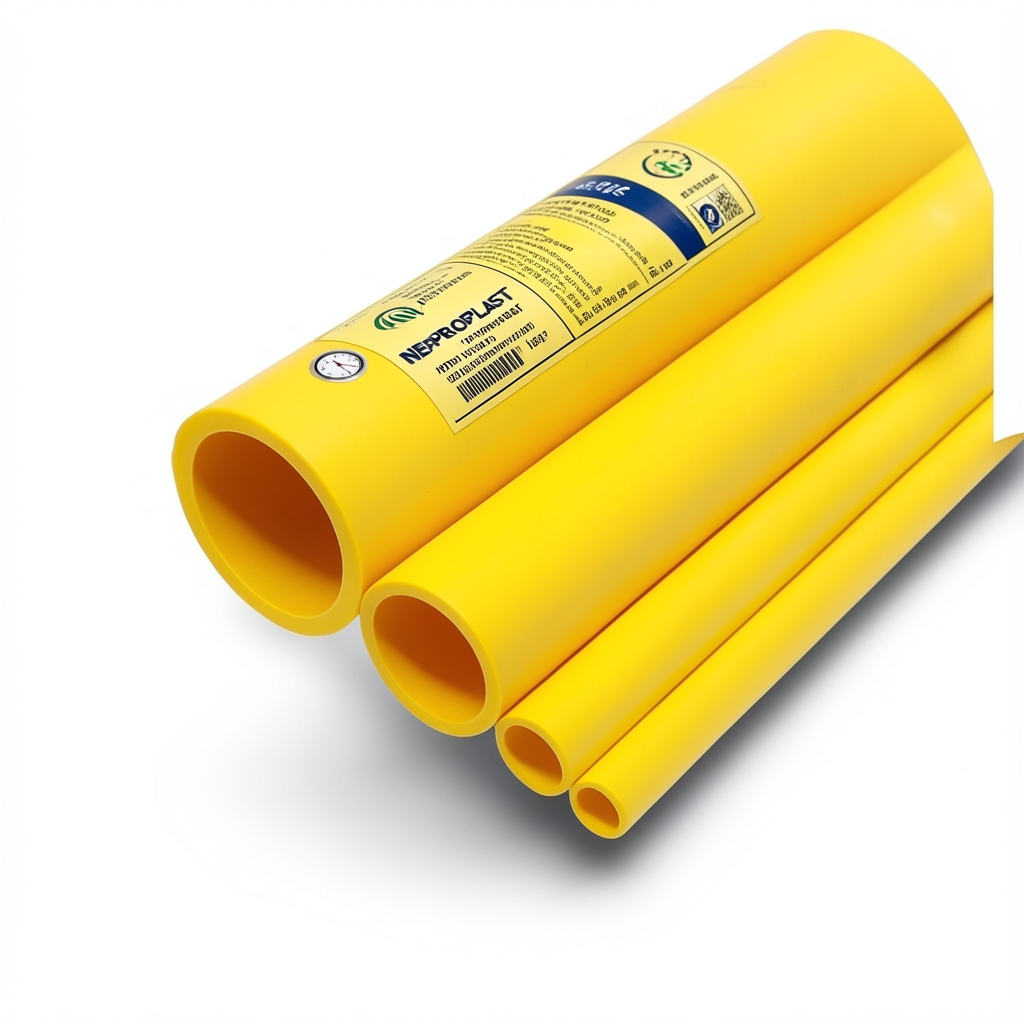 مواسير HDPE PE 80 ضغط 12.5 بار قطر 180 مم سمك 16.4 مم لون أصفر | نيبروبلاست