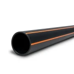مواسير HDPE ضغط 10 بار PE 100 قطر خارجي 355 مم سماكة 32.3 مم اسود مع خطوط برتقالي