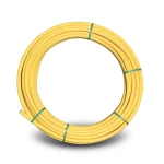 لفة أنابيب HDPE ضغط اسمي 4.8 بار PE 80، قطر 20 مم، سماكة 2.3 مم، أصفر