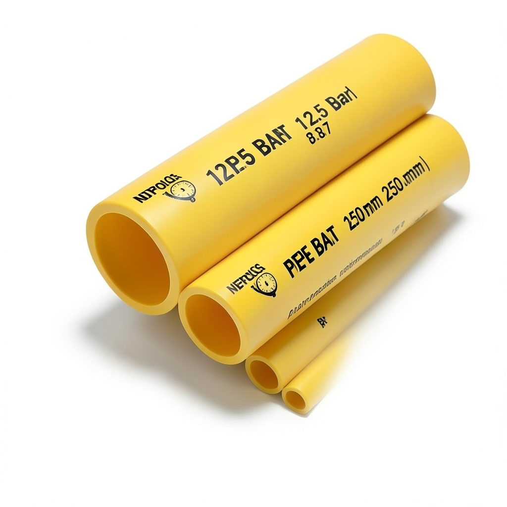 HDPE Pipes PE 80 Pressure 12.5 Bar Diameter 250 mm Thickness 22.7 mm Yellow | NEPROPLAST