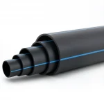 HDPE Pipe  Nominal Pressure 16 Bar [PE 100] OD 225 mm  SDR 11  Color Black with Blue Stripes | Almona Company