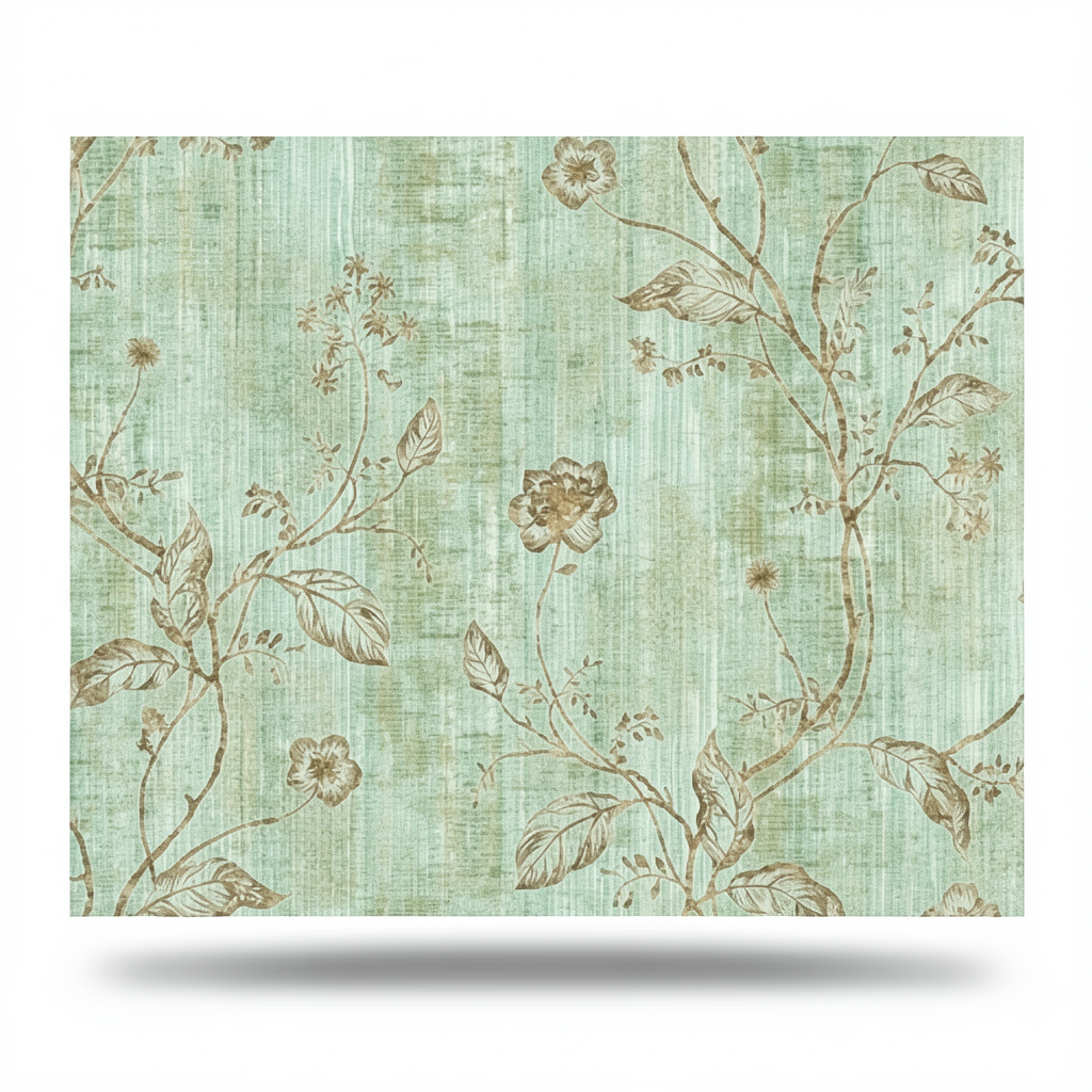 Floral Wall Covering Green Color, 10m Length, 1.06m Width, Model 44438