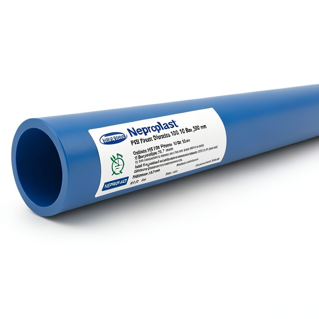 مواسير HDPE نيبروبلاست PE 100 ضغط 10 بار قطر خارجي 500 مم سمك 29.7 مم لون ازرق | نيبروبلاست