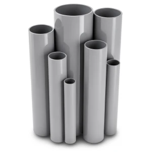 مواسير UPVC ضغط 12 بار قطر خارجي 26.6 مم سمك 1.6 مم لون رمادي