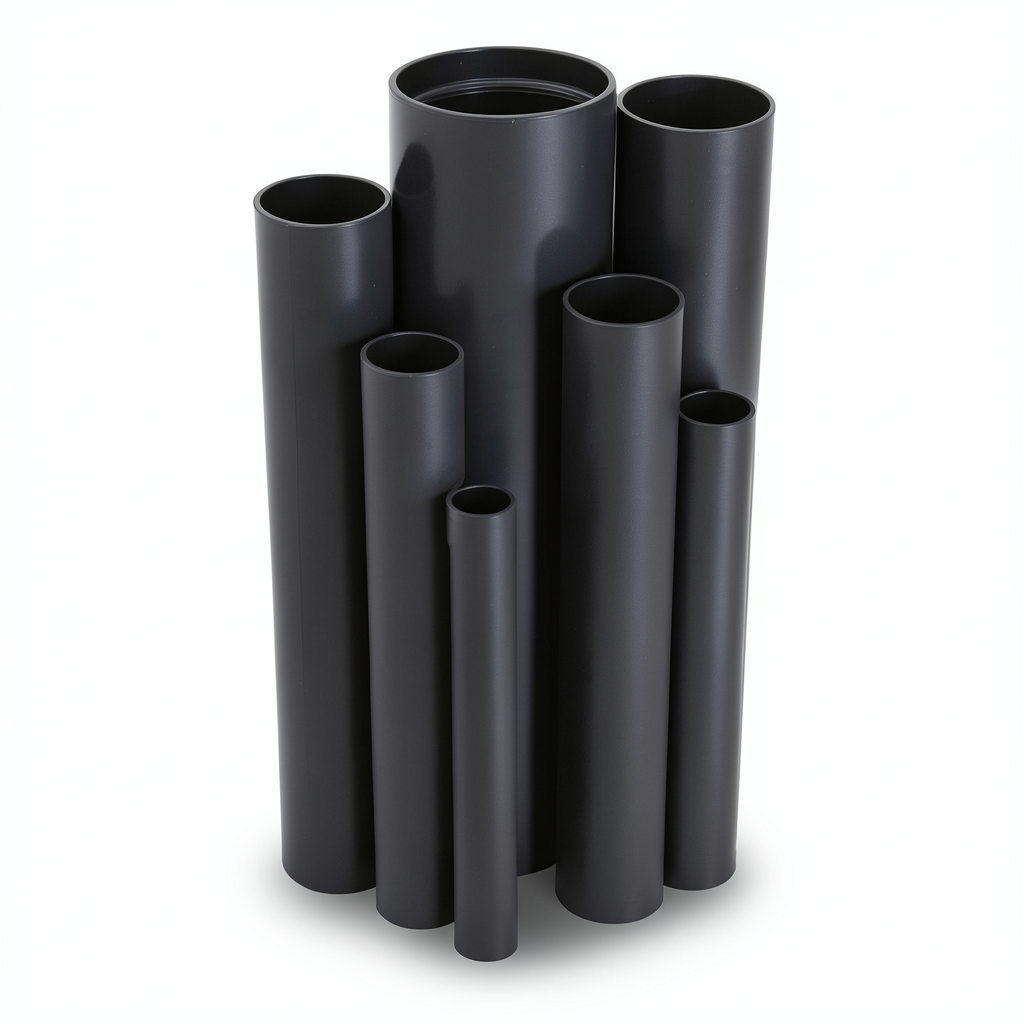 مواسير UPVC ضغط 12 بار قطر خارجي 26.6 مم سمك 1.6 مم لون اسود