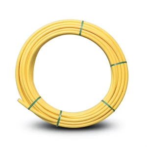 لفة أنابيب HDPE ضغط 4.8 بار PE 80 قطر خارجي 40 مم سمك 2.3 مم لون أصفر