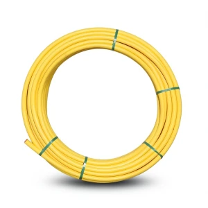 لفة أنابيب HDPE ضغط اسمي 4.8 بار PE 80 قطر خارجي 90 مم سماكة 5.2 مم لون أصفر