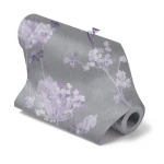 German Floral Wallpaper 10m x 0.53m Gray with Purple, Model 449235