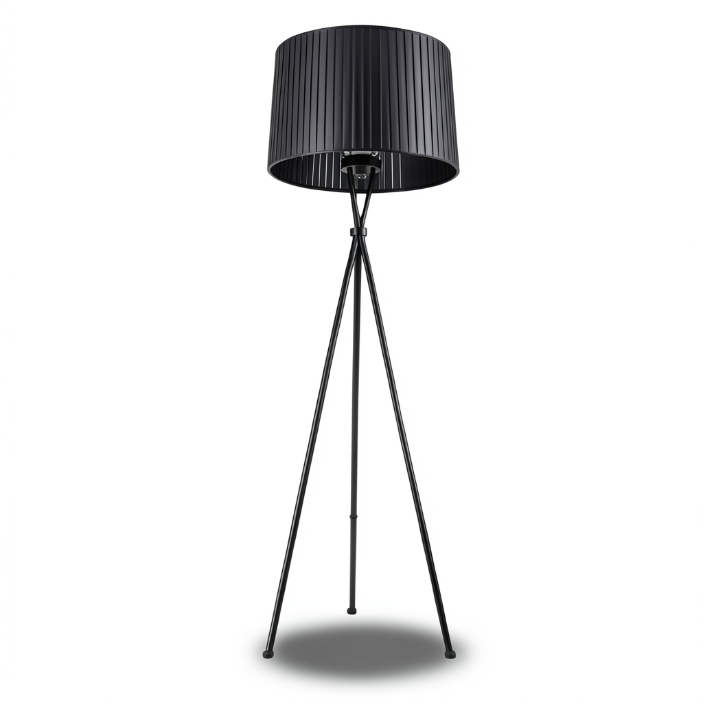 Mid Century Tripod Floor Lamp - Black Steel (Cy-Ltd-100-B)