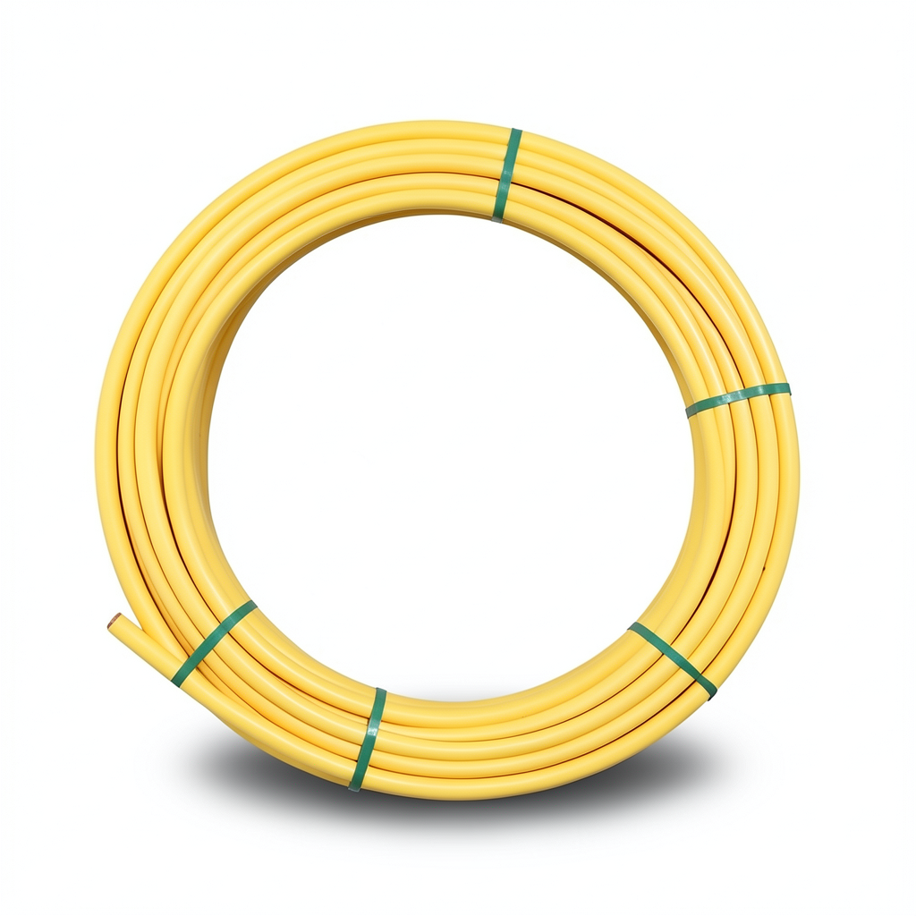 HDPE Plastic Coil Pipe Nominal Pressure 4.8 Bar PE 80 OD 90 mm Thickness 5.2 mm Yellow