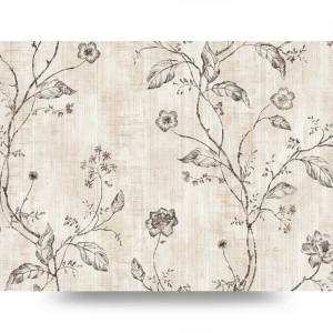 Italian Wallpaper Floral Design 10m x 1.06m, Beige