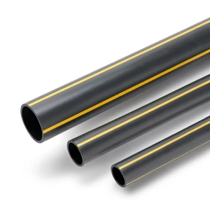 HDPE Polyethylene Pipe PN 4.8 Bar PE 80 OD 400 mm Thickness 22.8 mm Black with Yellow Stripes