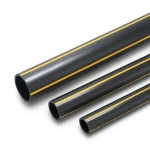 أنابيب بلاستيك HDPE ضغط 4.8 بار PE 80 قطر خارجي 355 مم سماكة 20.2 مم أسود مع خطوط صفراء