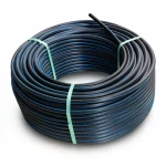 HDPE Plastic Coil Pipe  PN 12.5 Bar [PE 100] OD 25 mm  SDR 13.6  Color Black with Blue Stripes | Almona Factory