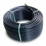 HDPE Plastic Coil Pipe  PN 12.5 Bar [PE 100] OD 50 mm  SDR 13.6  Color Black with Blue Stripes | Almona Factory