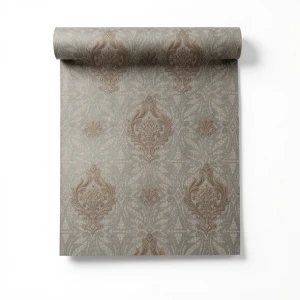 Italian Wallpaper Dark Beige Color Classic Design, Size 10m x 1.06m