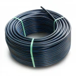 HDPE Plastic Coil Pipe  PN 12.5 Bar [PE 100] OD 63 mm  SDR 13.6  Color Black with Blue Stripes | Almona Factory