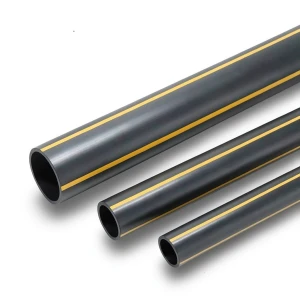 HDPE Plastic Pipe PN 4.8 Bar PE 80 OD 180 mm Thickness 10.3 mm Black Yellow Stripes
