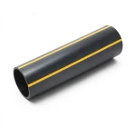 أنابيب بلاستيك HDPE ضغط 4.8 بار PE 80 قطر خارجي 355 مم سماكة 20.2 مم أسود مع خطوط صفراء