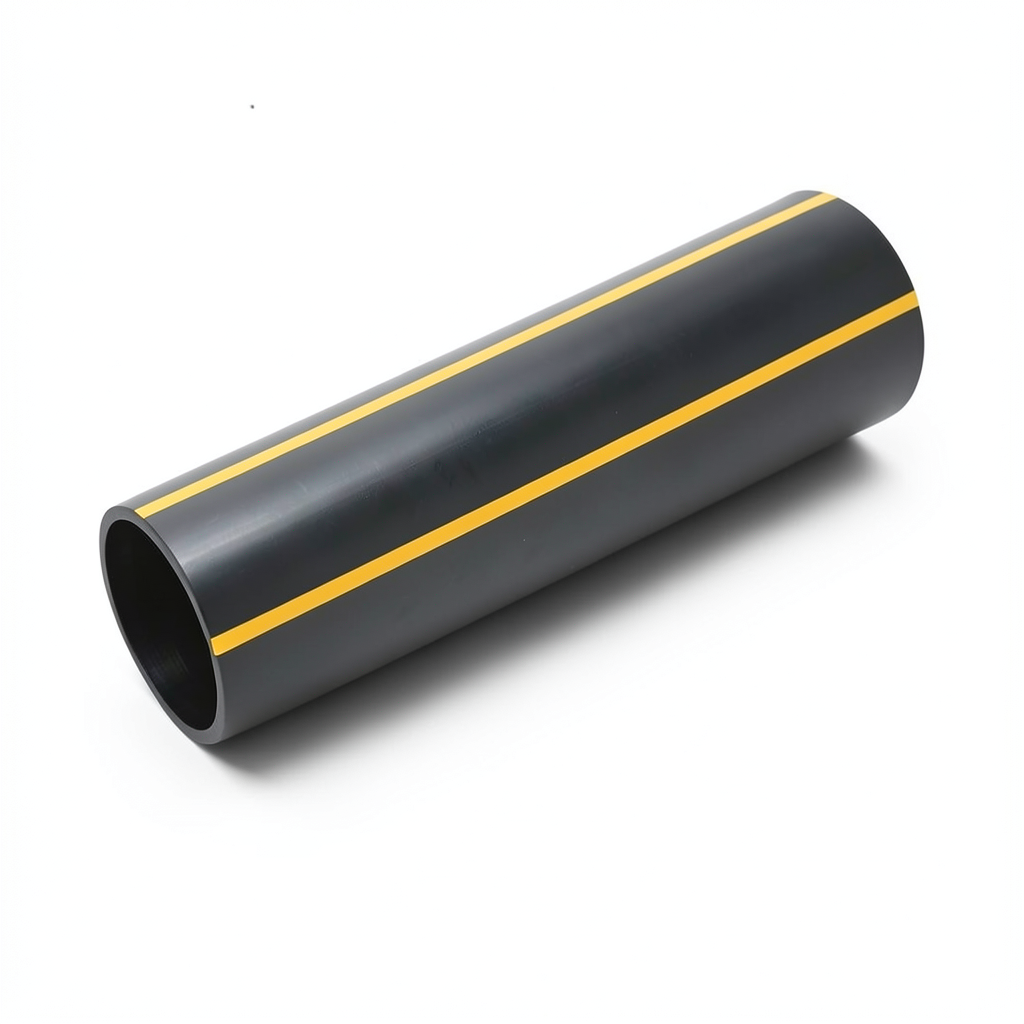 HDPE Polyethylene Pipe PN 4.8 Bar PE 80 OD 355 mm Thickness 20.2 mm Black with Yellow Stripes