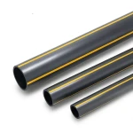 أنابيب HDPE ضغط 4.8 بار PE 80 قطر خارجي 400 مم سماكة 22.8 مم أسود مع خطوط صفراء