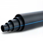 HDPE Polyethylene Pipe  PN 16 Bar [PE 80] OD 630 mm  SDR 9  Color Black with Blue Stripes | Almona Factory