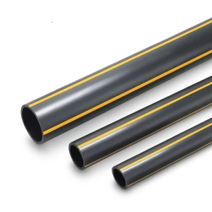 أنابيب بلاستيك HDPE ضغط اسمي 8 بار PE 80 قطر خارجي 630 مم سماكة 57.3 مم أسود مع خطوط صفراء