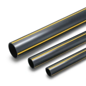 HDPE Polyethylene Pipe PN 8 Bar PE 80 Outer Diameter 355 mm Thickness 32.2 mm Black with Yellow Stripes