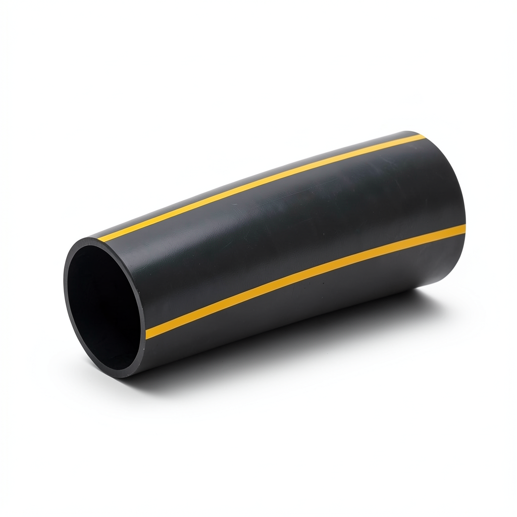 HDPE Polyethylene Pipe 8 Bar Pressure PE 80 Size 400 mm OD Thickness 36.4 mm Black Yellow Stripes