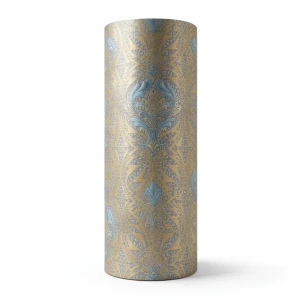 Italian Wallpaper Gold With Blue Color Classic Design, Size 10m x 1.06m