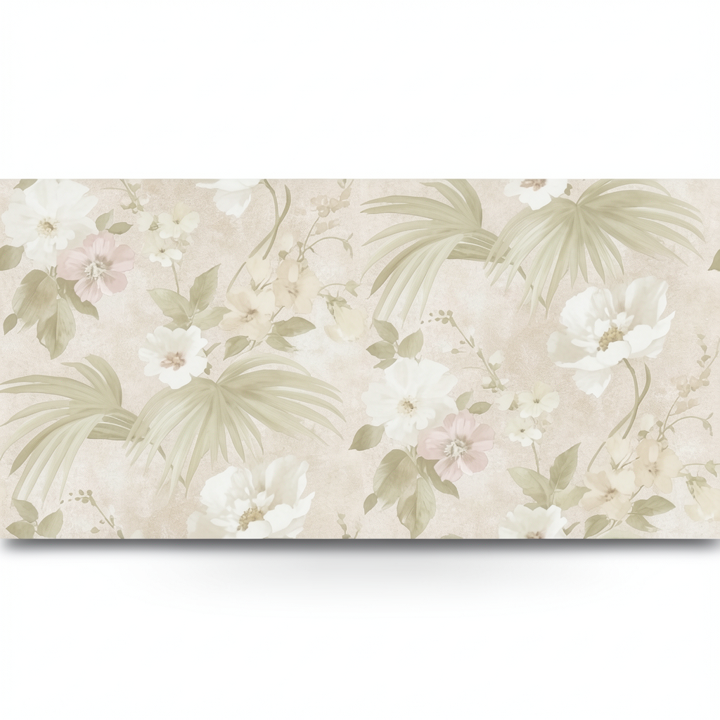 Italian Wall Decoration Floral Wallpaper 10m x 0.53m Light Beige