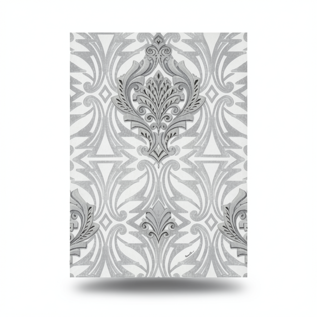 Italian Wallpaper Gray Color Classic Design, Size 10m x 1.06m, Model RC19010