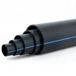 HDPE Pipe  Nominal Pressure 20 Bar [PE 100] OD 630 mm  SDR 9  Color Black with Blue Stripes | Almona Factory