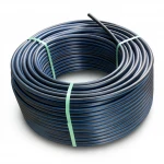 HDPE Polyethylene Coil Pipe  PN 6.3 Bar [PE 100] Outside Diameter 63 mm  SDR 26  Color Black with Blue Stripes | Almona Company