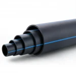 HDPE Pipe  Nominal Pressure 20 Bar [PE 100] OD 630 mm  SDR 9  Color Black with Blue Stripes | Almona Factory
