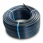 HDPE Coils Pipe   Pressure 4 Bar [PE 100] Size (OD) 63 mm  SDR 41  Color Black with Blue Stripes | Almona Factory