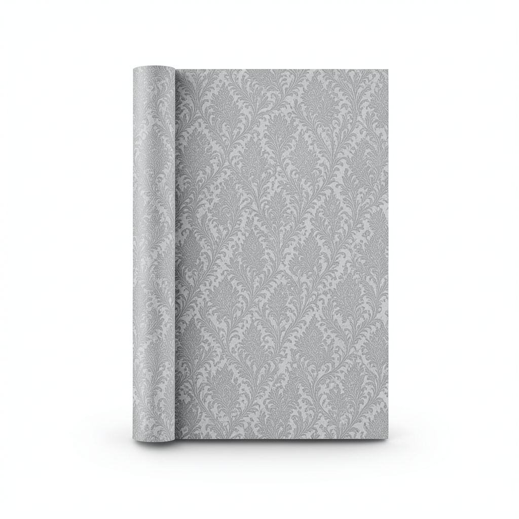 Italian Wallpaper Patterned Design Gray Color, Size 10mx1.06m, Model RC19024