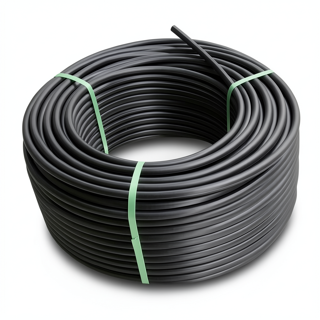 لفة أنابيب HDPE ضغط عمل 10 بار PE 100 قطر خارجي 75 مم SDR 17 لون أسود