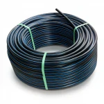 لفة أنابيب HDPE ضغط  4 بار [PE 100] قطر خارجي 63 مم  SDR 41  لون اسود مع خط ازرق | مصنع المنى