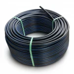 HDPE Plastic Coil Pipe  PN 4 Bar [PE 100] Outside Diameter 90 mm  SDR 41  Color Black with Blue Stripes | Almona Factory