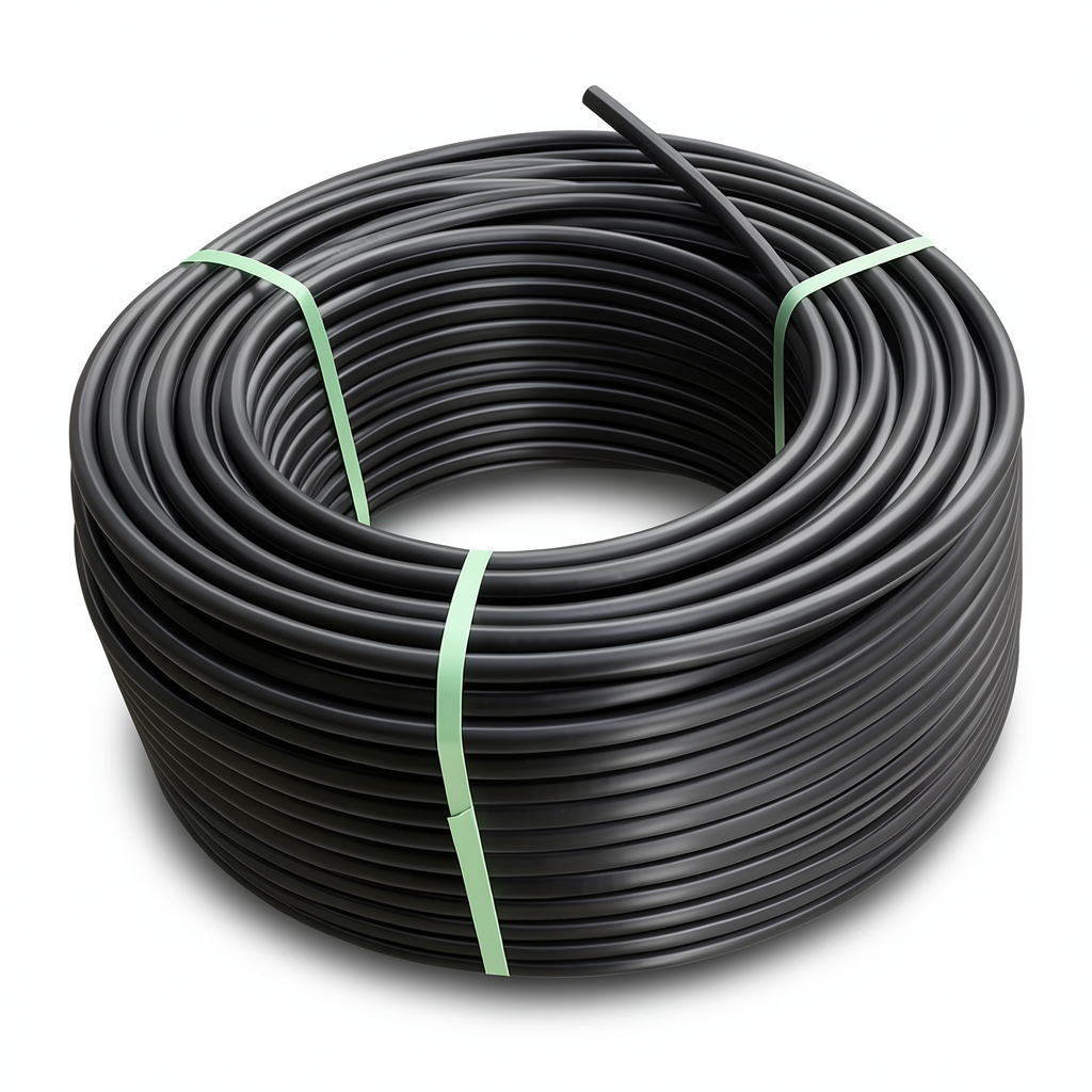 HDPE Plastic Coil Pipe PN 5 Bar PE 80, 140 mm Diameter, SDR 26, Black