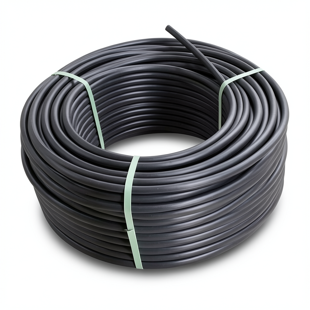 HDPE Plastic Coil Pipe PN 5 Bar PE 80, 140 mm Diameter, SDR 26, Black