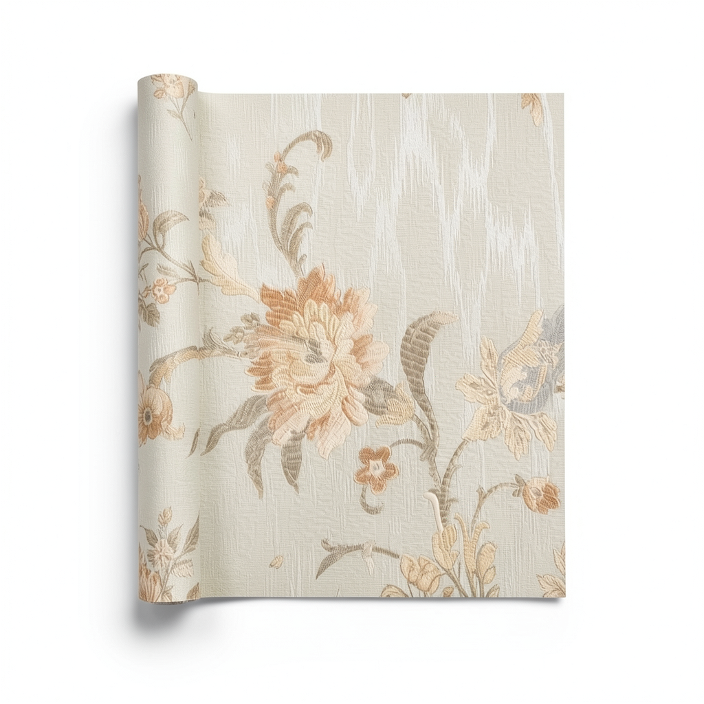 Wall Decoration Floral Design 10 m x 0.73 m Pale Beige, Model 2409
