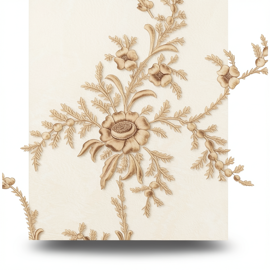 Floral Wall Covering 10m x 0.73m Light Beige, Model 2442