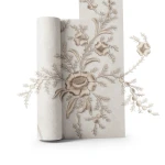 Italian Wallpaper Floral Design 10m x 0.73m Beige, Model 2444